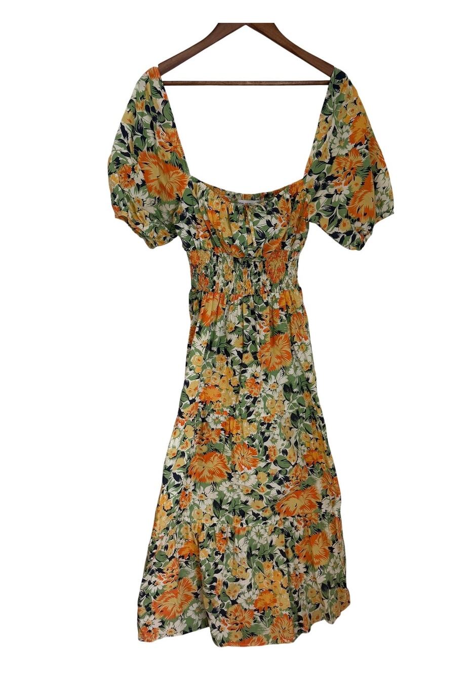 Faithfull The Brand Floral Boho Cottagecore Prairie Romantic Dress Size 6